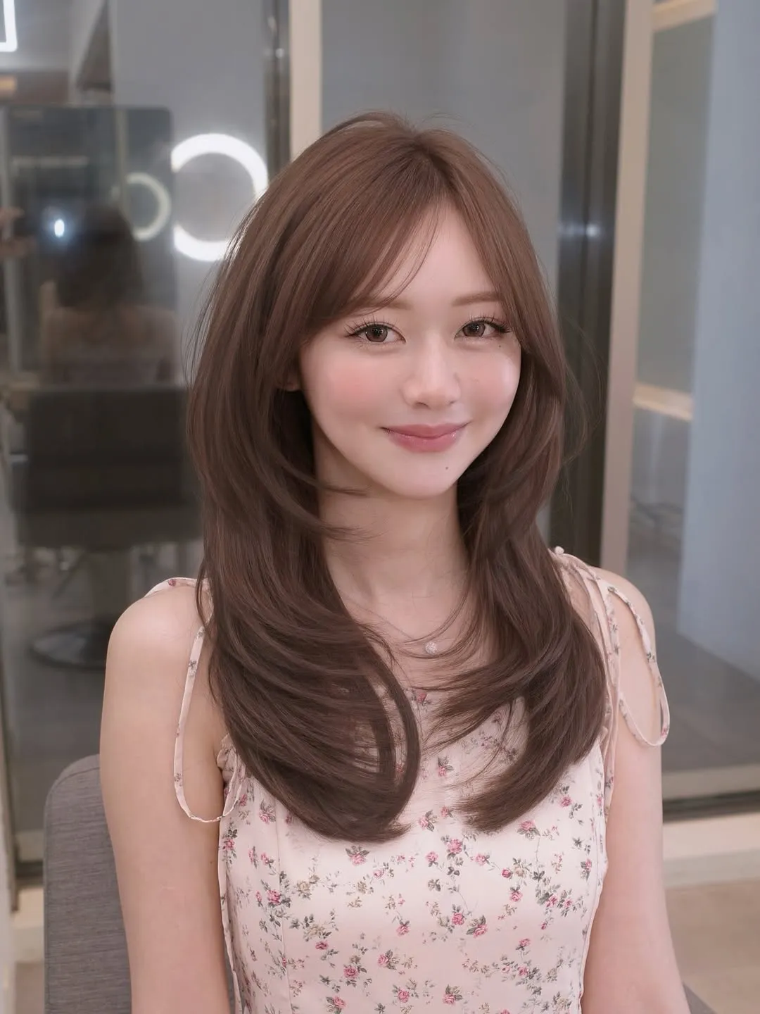 富士山型バング×毛先厚めレイヤーロング