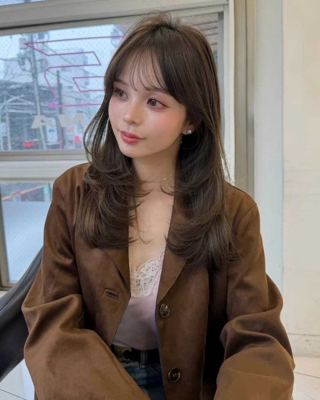 シースルーバング×レイヤーカットロング