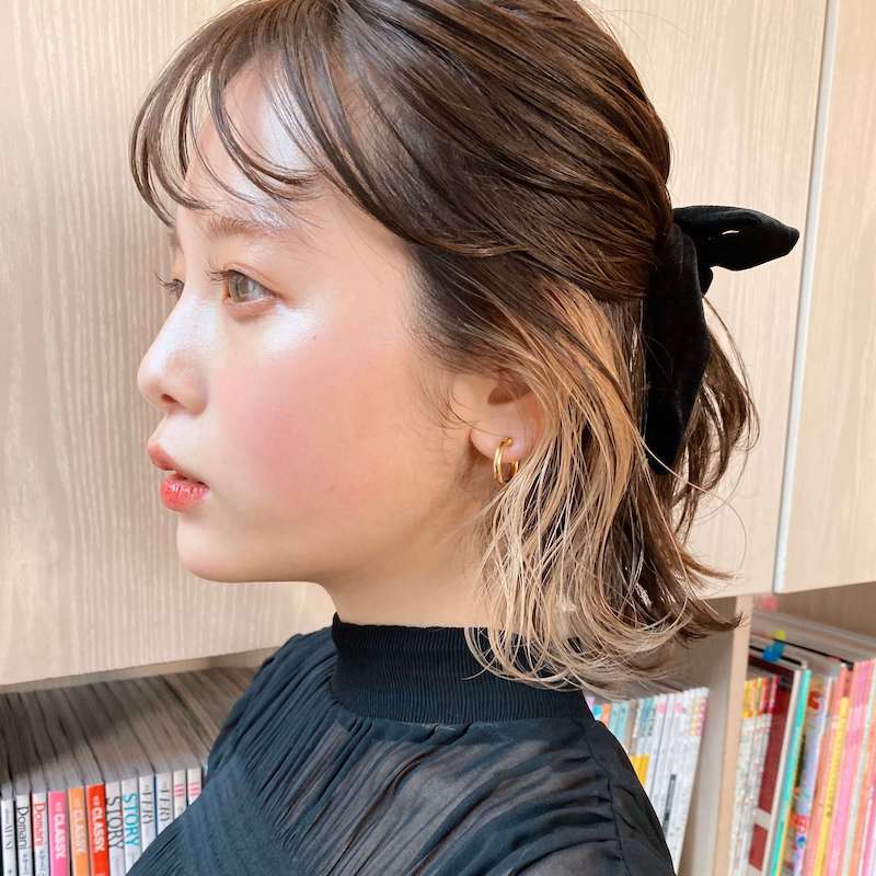 お呼ばれハーフアップボブヘアアレンジ