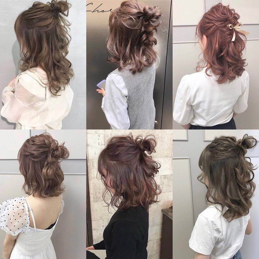 ミディアムのゆるふわハーフアップヘアアレンジ